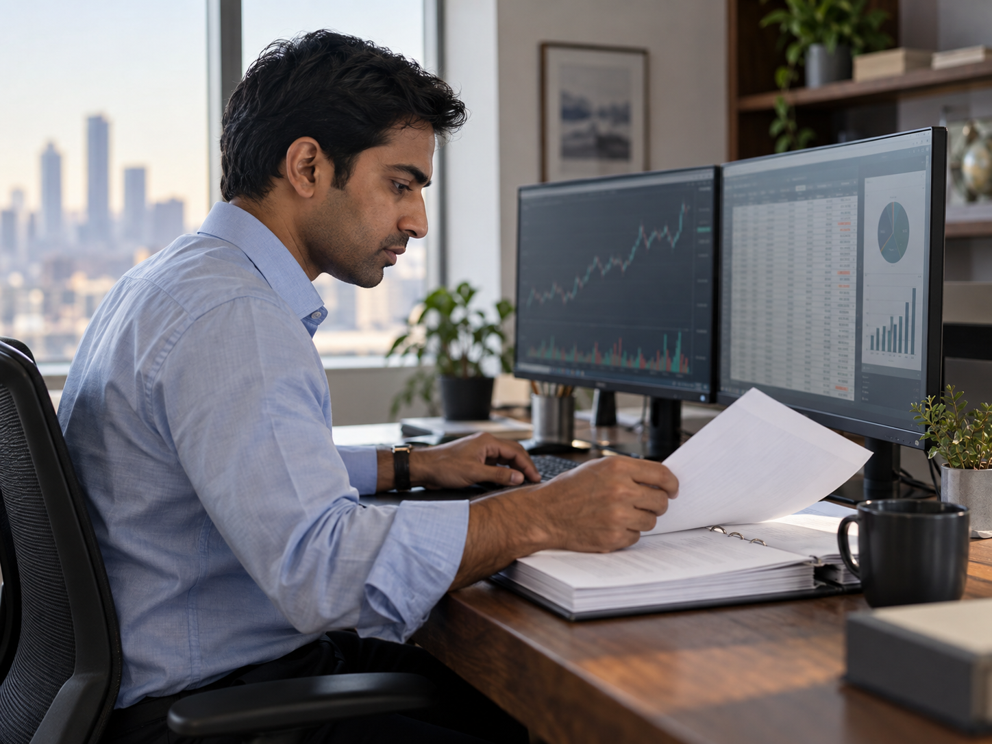 Equity analyst researching company results